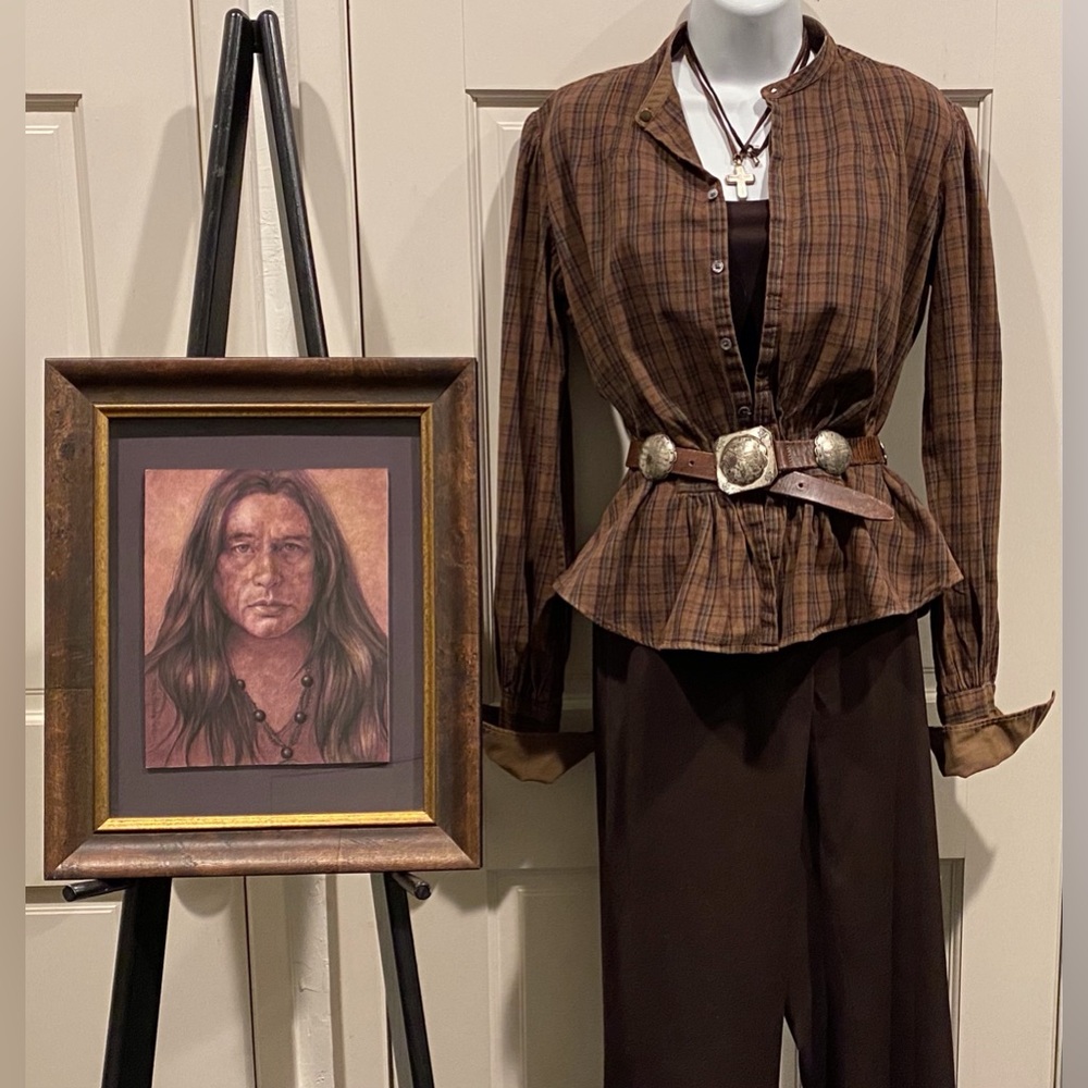 *Charming Brown Vintage Women's Country Plaid Blouse - Picture 4 of 10